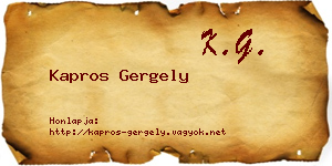 Kapros Gergely névjegykártya